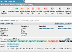 TransUnion Credit Report - Account History Section
