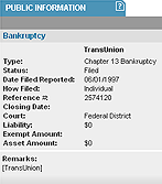 TransUnion Credit Report - Public Information Section